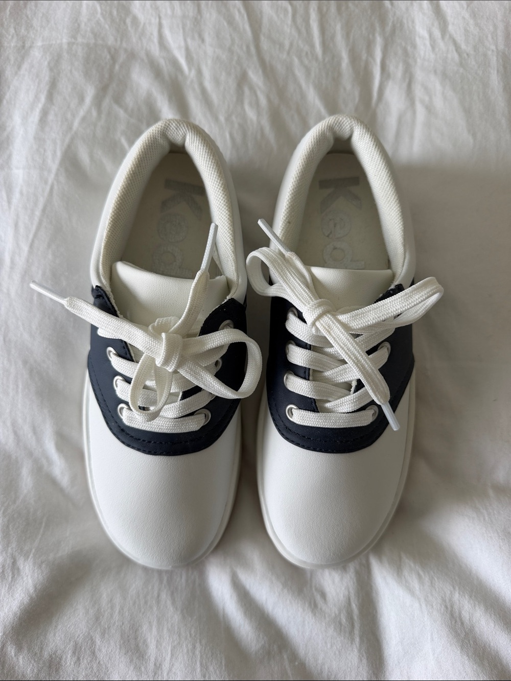 Keds Kids White and Navy Lace-Up Sneakers